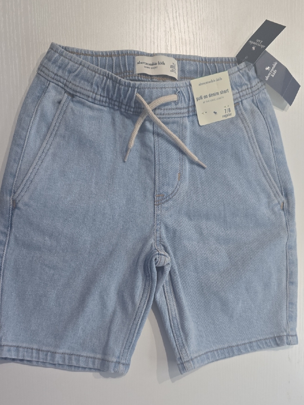 Abercrombie Kids Pull On Denim Short 7/8 Unisex New With Tags Drawstring